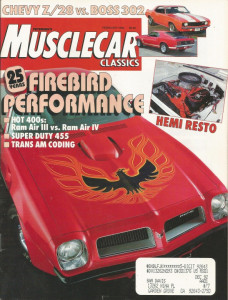 MUSCLECAR CLASSICS 1992 FEB - HEMI RESTO, BOSS, Z/28, RAM v RAM, T/A CODES